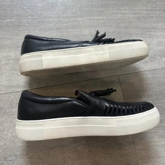 Vince Camuto Kayleena Tassel Loafer Platform Sneakers Black Slip On 9.5 - Picture 4 of 8